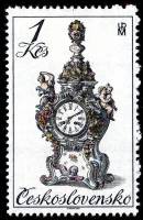 (1979-048) Марка Чехословакия "Рококо фарфоровые часы" ,  III Θ